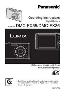Panasonic Lumix FX35 manual. Camera Instructions.